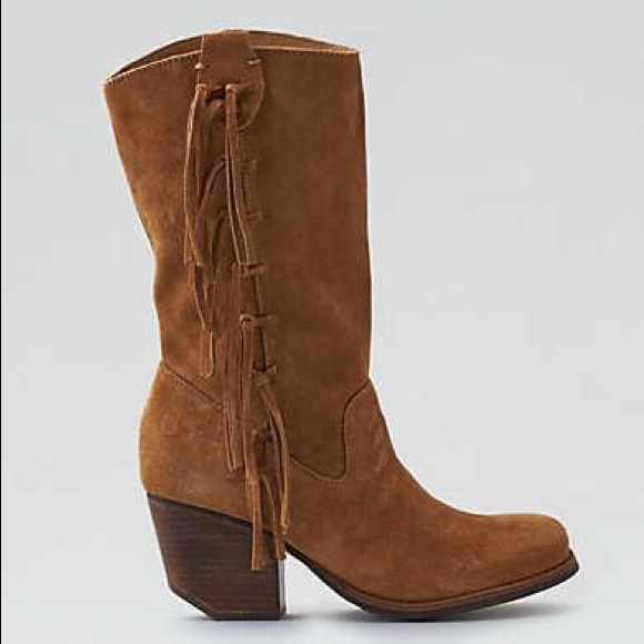 Distressed Genuine Leather Suede Boho Fringe Boot - Picture 7 of 8